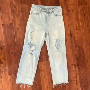 Wild Fable High Rise Straight Jeans Size 10 Light Distressed Pants Button Fly